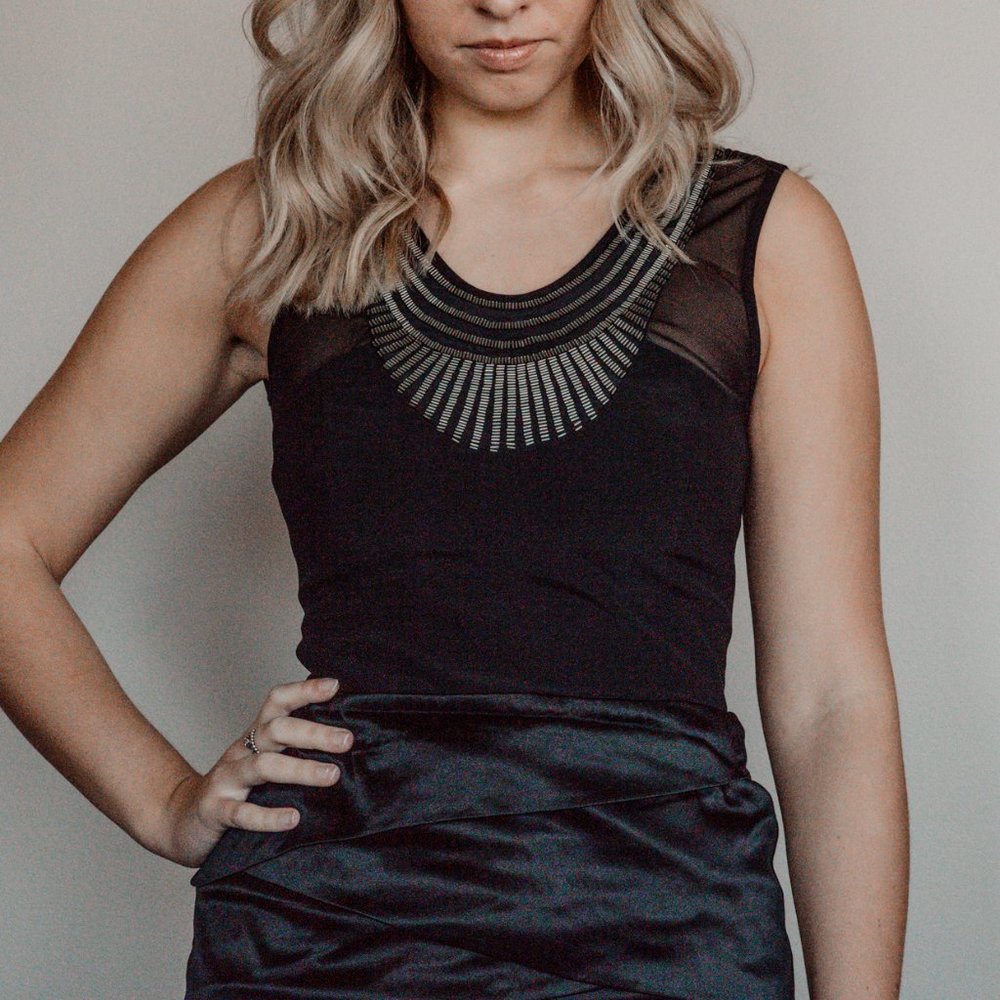 Black Beaded Mini Dress